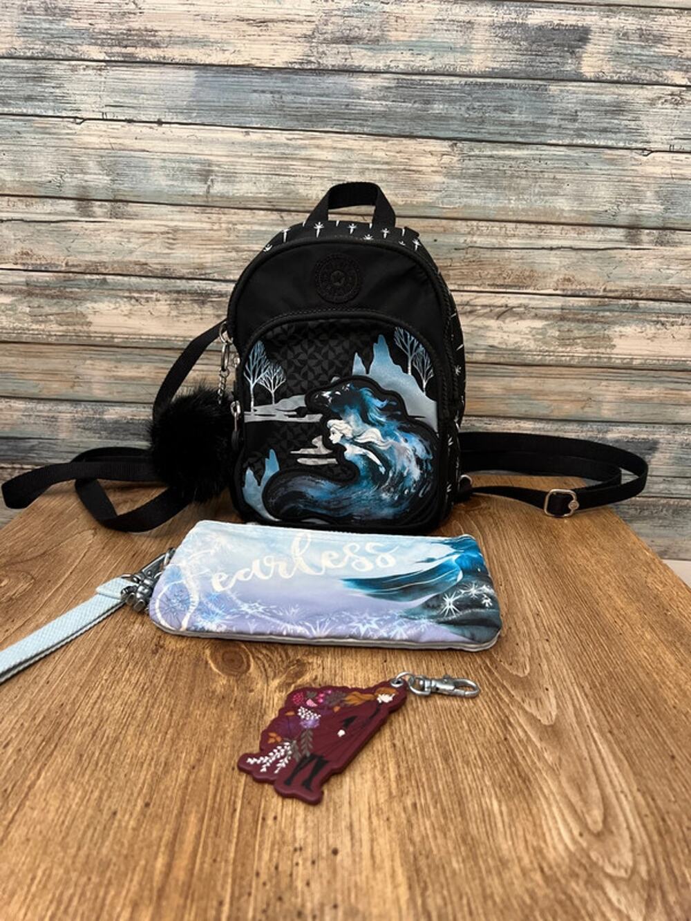 Kipling x Disney Frozen II Wristlet, Mini Bag Backpack, and Bag Charm Bundle